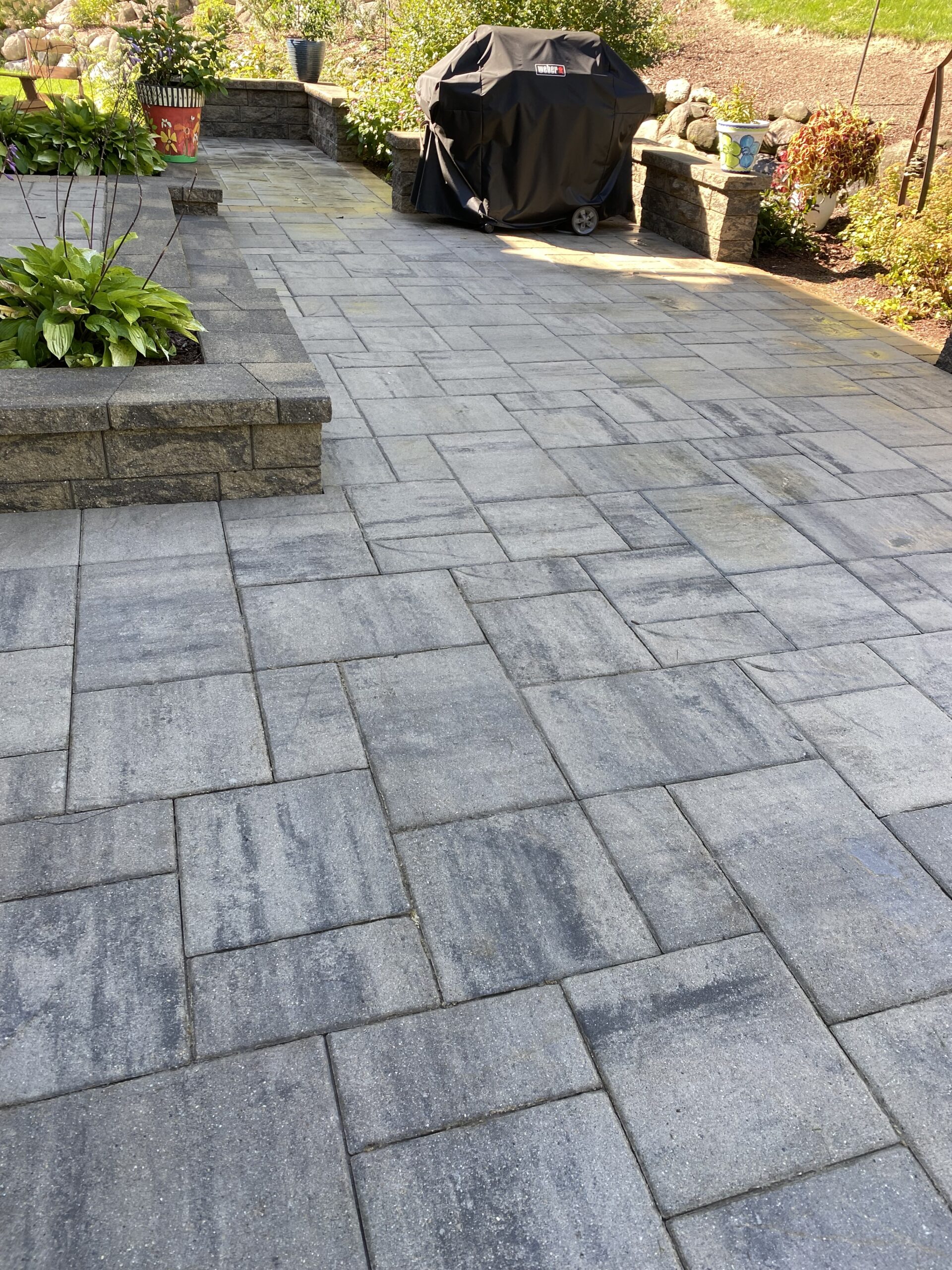 Cleaned patio stones showcasing Blueline Cleaning Services' work.